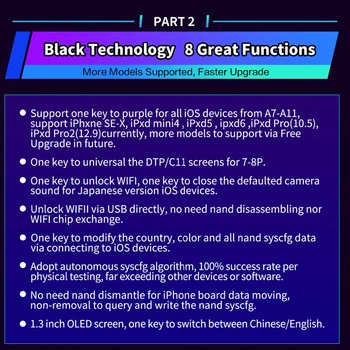 JC B-BOX C3 DFU Lodziņā Logu DCSD Kabeļu IOS A7-A11 Vienu Taustiņu, Violeta Režīmā iPhone & iPad Atslēgt WIFI Mainīt NAND Syscfg Datu