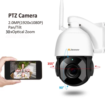 Jennov 1080P 4.5 Collu 30X Tālummaiņas PTZ CCTV Drošības Speed Dome Kameras Video Novērošanas IP kameras Āra WiFi divvirzienu Audio ONVIF