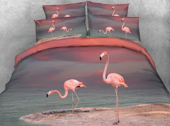 JF-156 Riverside Flamingo Skaistu putnu, dzīvnieku print 4gab duvet cover set