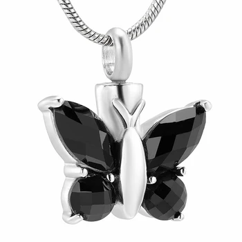 JJ001 Unikālo Black Crystal Butterfly Kremācijas Rotaslietas - Engravable Nerūsējošā Tērauda Piemiņai Piemiņas Urna Kaklarota Pet Lover