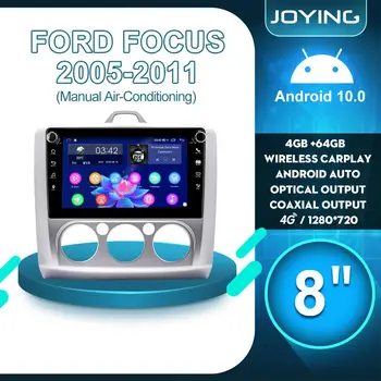 JOYING 1 Din Radio Stereo Android 10 Multimediju Atskaņotājs, Galvu Vienība Ar Ekrāna Stūre ford focus 2 3 Mk2/Mk3 2005 2011