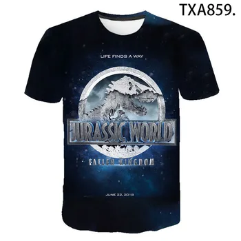Jurassic Park 3D Druka T Kreklu apdruka Vīriešu Sieviešu Bērnu Vasaras Gadījuma T-krekls Streetwear Īsām Piedurknēm Topi Jurassic Pasaules Atdzist Tee