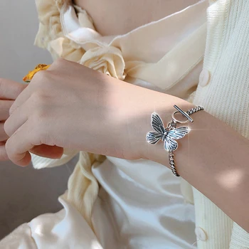 JUWANG Jauns Dizains 925 Sterling Silver Butterfly Aproce Sievietēm Meitene augstākās Kvalitātes Bling Sudraba Pulseras Brasselet