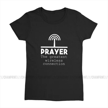 Jēzus Kristīgās Ticības Dāvanu Drēbes, Sieviešu T-krekli Lūgšanas Lielākais Bezvadu Savienojumu Modes Tshirt Sieviešu Tee Krekls Top