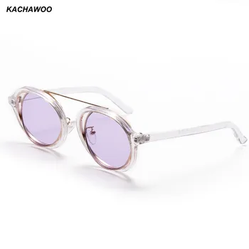 Kachawoo vintage apaļas saulesbrilles vīrietis metāla caurspīdīgs rāmis purple black retro sieviešu, saules brilles UV400 2018