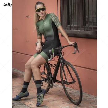 Kafitt Armijas Zaļā Pāri Riteņbraukšana Uzvalks Sieviešu Triatlona Skinsuit Komplekti Maillot Ropa Ciclismo Velosipēdu Jersey Sieviešu Jumpsuit Komplekti