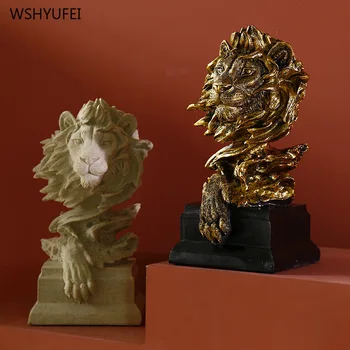 Karalis zvēri lauvas galvu sveķu statuja, un zirgu galvas apdare, mājas apdare amatniecības talismans mūsdienu galda sejas statuja griešanai