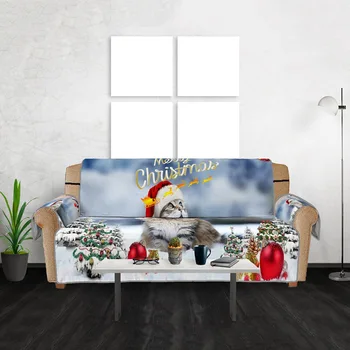 Karikatūra 3D Digitālajā Drukā Ziemassvētku kaķis Sofa Cover pet neslīdoša dīvāna pārvalki dīvāni Aizsargātu Mājās Ziemassvētku Dekori Aksesuāri