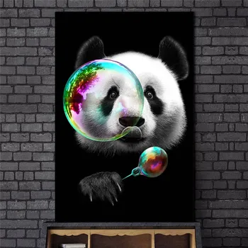 Karikatūra Jauki Panda Dzīvniekus Audekla, Gleznas pie Sienas, Mākslas Plakāti un Izdrukas, Bildes Cuadros, lai Bērnu Istabas Sienas Dekors