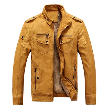 Karstā kvalitātes Rudenī Un Ziemā, vīriešu ādas jaka, silta plus samta mētelis atpūtas vīriešu jaka motociklu Pretvēja PU ādas
