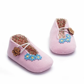 Karstā pārdot Jaunās Pavasara modes ziedu pogu stilu Jaundzimušais Pirmo Staiguļi Kokvilnas Zīdaiņu Toddler bērnu mokasīni bērnu meiteņu kurpes