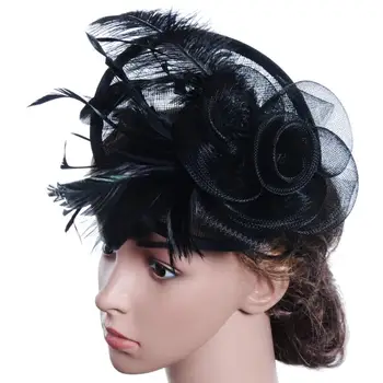 Karstā pārdošanas Modes Sieviešu Fascinator Acs Cepuru Lentēm Un Spalvām Kāzu Cepure sievietēm 7.3 24722