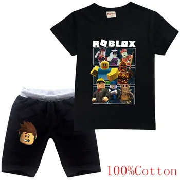 Karstā pārdošanas robloxing zēns, drēbes vasarai, meitenes, bērni, drēbes komplekti, t-krekls+bikses uzvalks karikatūra Izdrukāt tee bērniem, sporta kostīmi