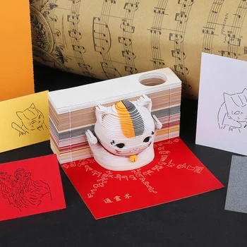 Kartona Raksturs, Dizaina Papīrs Lāzeru Griezti Note Pad Papīra Kuģi Radošo Dāvanu Posteņiem, Dzīvnieku Kaķis Stila Diy 3D Memo Spilventiņi