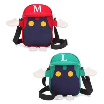Kawaii Meitenes Karikatūra Mario Un Luigi Plecu Somas Bērniem Cosplay Gleznas Messenger Bag Crossbody Skolas Somas Unisex
