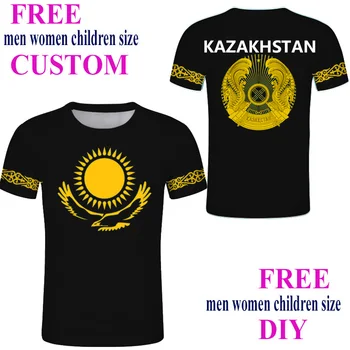 Kazahstāna Pasūtījuma Vīriešu Sporta kazahstānas tshirts DIY QAZAQSTANE Emblēmu Tee Krekli Pielāgot KZ Valsts krievu KAZ Kampaņas kreklu