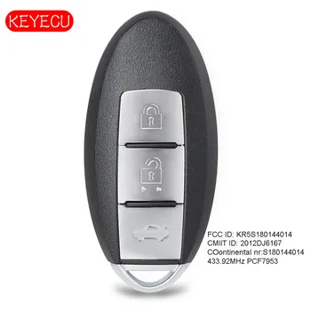 Keyecu Smart Tālvadības Atslēgu Fob 433.92 MHz PCF7945 par Nissan Qashqai, X-Trail-2017 FCC: S180144014