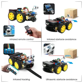 Keywish 4WD Robots auto par Arduino Iesācēja Komplektu Smart Auto APP RC Robotikas Mācību Komplektu, Mācību CILMES Rotaļlietu, Mazulis Nodarbība+Video+Kods 7462