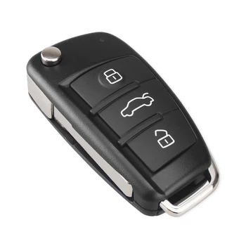 KEYYOU 10pcs Locīšanas Tālvadības Atslēgas Pārsegs Automašīnas Galvenais Gadījumā Shell Audi A2 A3 A4 A6 A6L A8 Q7 TT Taustiņš Vāciņa Fob 3 Pogas Nomaiņa