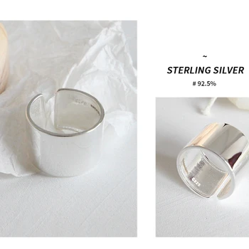 Kinel 925 Sterling Silver Gredzeni Dāmas Minimālisms Spīdīgs Atvērt Gredzenu Plašu Vienkāršu Pirksta Gredzens, Sudrabs 925 Sieviete Rotaslietas