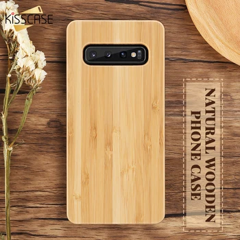 KISSCASE Īsta Koka Case For Samsung Galaxy S10 S8 S9 Plus Dabas Bambusa Case For Samsung Galaxy S7 Malas S10 S8 Plus S10 e Vāciņu