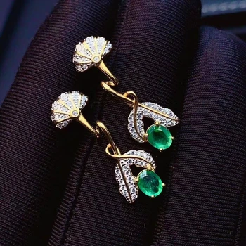 KJJEAXCMY smalkas rotaslietas 925 sterling sudraba inkrustēts dabas emerald auss, kniedes luksusa dāmas auskari atbalstu testa karstā pārdošanas