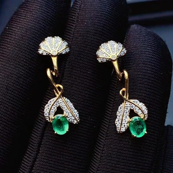 KJJEAXCMY smalkas rotaslietas 925 sterling sudraba inkrustēts dabas emerald auss, kniedes luksusa dāmas auskari atbalstu testa karstā pārdošanas
