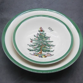 Klasiskā Keramikas Ziemassvētku Eglīte Galda piederumi Virtuves Zupa Rīsu Nūdeles Bļoda 6 collu, 8 collu liels Ramen Bļoda