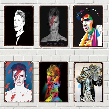 Klasiskā Rock Dziedātājs Filmu Zvaigzne Vintage Metāla Plāksne David Bowie Portrets Skārda Sienas Art Print Bārs Kluba Mājas Dekoru 8994