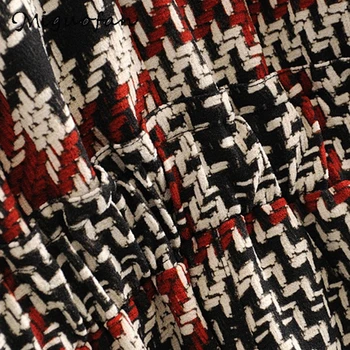 Kleita sievietēm gadījuma Britu Stila Sieviete-tweed izšūta kleita Laukumā pārbaudīt Vintage bez piedurknēm sexy rudens Vestidos fladas 2020 za