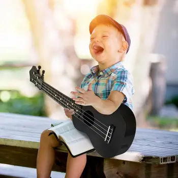 Kmise Soprāns havajiešu ģitāra Rotaļu Mūzikas Instrumenti Bērniem, Bērniem 21 collu ABS Black Uke w/ Soma, Mediatori, Stīgu