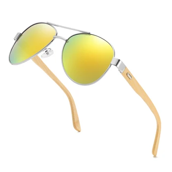 Koka Bambusa izmēģinājuma Saulesbrilles Vīriešiem, Koka, metāla, Sieviešu izmēģinājuma Zīmola Dizainere Spogulis Oriģinālās Saules Brilles disku retro de sol