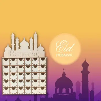 Koka Eid Mubarak Ramadāna Adventes Kalendārs Atpakaļskaitīšanas Atvilktnes Musulmaņu Islama Pils L5YE