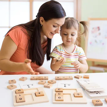 Koka Rotaļlietas Montessori Matemātika Matemātika Rotaļlietas Papildus atņemšana reizināšana dalīšana Skaits mācību izglītību bērniem rotaļlietas