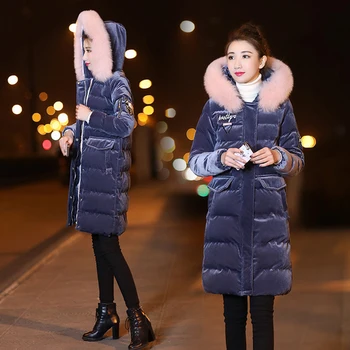 Kokvilnas apģērbs sieviešu ziemas 2018 jaunu korejiešu versija bieza kokvilnas mētelis ziemā ilgi sadaļā zelta kokvilnas samts 13851