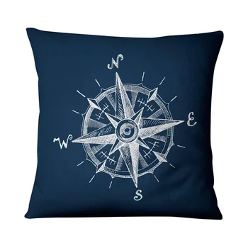 Kompass Jūras Amerikāņu Jūras Stila 45*45cm Spilvens Segums Veļa Mest Spilvens, Auto, Mājas Apdares, Dekoratīvie Spilvendrāna