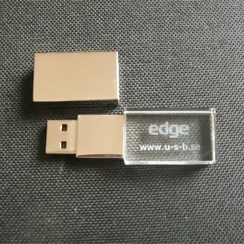 Kristāla USB Pendrive USB 2.0 Flash Ar Kastes LED Gaismas Pasūtījuma Logo Clef Usb Kāzu Dāvana 4gb 8gb 16GB 32GB (vairāk nekā 10pcs Bezmaksas Logo)