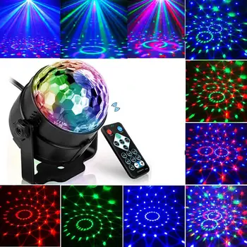 Krāsains DJ rotējošas Disko bumbas burvju bumbu, gaismas Lumiere Skaņas Aktivizēta Lāzera Skatuves Apgaismojums deju zāle KTV bāri kāzu puse