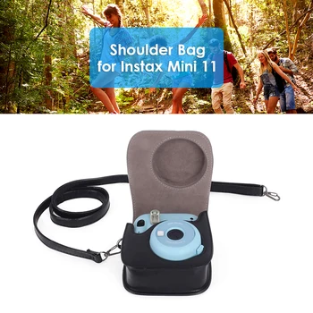 Krāsains PU Ādas Soma Aizsardzības Lietu Vāku, ar Regulējamu Plecu Siksnu Instax Mini 11 Instant Film Fotokameras Piederumi