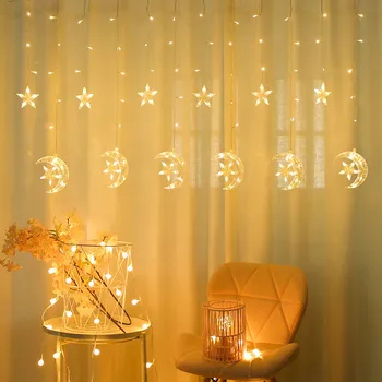 Krāsains Sniegpārslu Aizkaru LED Pasaku String Gaismas Vainags Ziemassvētku rotājums Svētku Apgaismojums Kāzu Puse, Dekoratīvie
