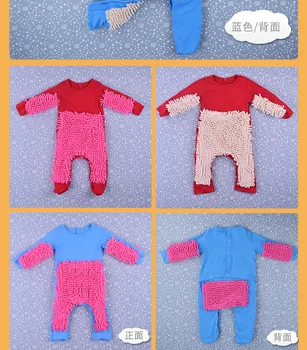 Labas Kvalitātes Bērnu Mop Romper Zēniem Meiteņu Drēbes ar garām Piedurknēm, Indeksēšanu Playsuit Zīdaiņu Uzkopšanas Mopu Uzvalks