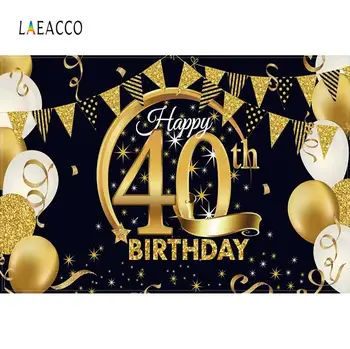 Laeacco Zelta Baloni Laimīgs 60 50 40 30 Dzimšanas dienas svinības Lentes Svētku Plakāta Foto Fona Fotogrāfijas Fons