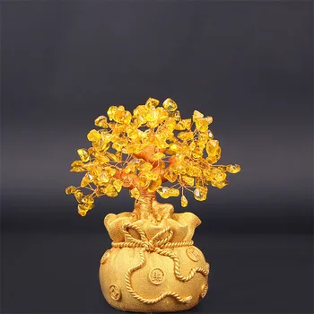 Laimīgs Koku Bagātību Skulptūru Zelta Koku Dabas Laimīgs Koka Statuja Naudas Koks Rotājumi Bonsai Stilā, Bagātību, Veiksmi Feng Shui Ornaments