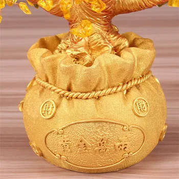 Laimīgs Koku Bagātību Skulptūru Zelta Koku Dabas Laimīgs Koka Statuja Naudas Koks Rotājumi Bonsai Stilā, Bagātību, Veiksmi Feng Shui Ornaments