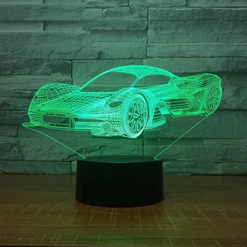LED Atdzist Sporta Auto Formas 3D Nakts Gaisma USB Touch Pogu Auto, Galda Lampa, 7 Krāsas, Mainot Atmosfēru Gaismas Armatūra, Dāvanas, Dekori 36476