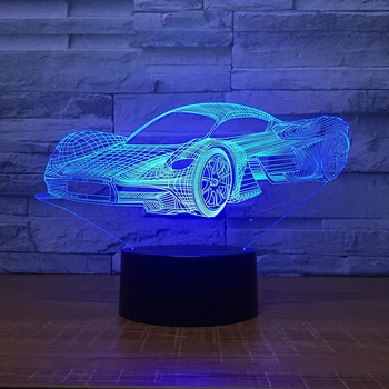 LED Atdzist Sporta Auto Formas 3D Nakts Gaisma USB Touch Pogu Auto, Galda Lampa, 7 Krāsas, Mainot Atmosfēru Gaismas Armatūra, Dāvanas, Dekori