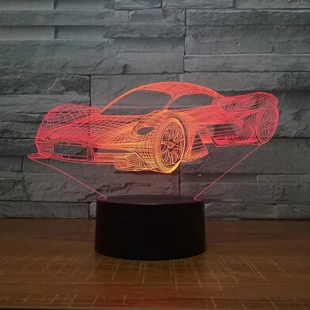 LED Atdzist Sporta Auto Formas 3D Nakts Gaisma USB Touch Pogu Auto, Galda Lampa, 7 Krāsas, Mainot Atmosfēru Gaismas Armatūra, Dāvanas, Dekori