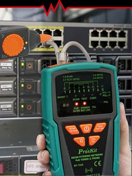 LED indikators Pret Traucējumiem Kabeļu tracker Pro'sKit MT-7029-C Vītā pāra Ligzda Detektoru Tracker Telefona Vadu testeris