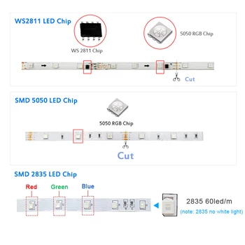 LED Krāsains Gaismas Lentes WS2811 DC 12V Elastīga RGB 2835/5050 Smart Apgaismojums Bluetooth Kontrolieris DIY Projektu Guļamistaba Dekorēšana