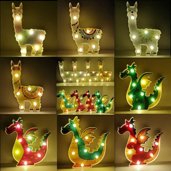 LED Krāsotas Alpakas Dinozauru Dekoratīvās Modelēšanas Gaismas Mirdzumu Nakts Gaisma Bērnu Miega Rotaļlietu Kinderen Ziemassvētki un Jaunā Gada Dāvanu